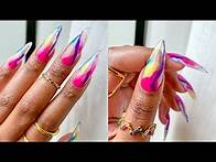 Video thumbnail for Handblown glass Gel-X nails using Blooming Gel & an Ombre Brush