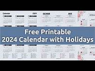 Video thumbnail for 2024 Calendar with Holidays (Free Printable)