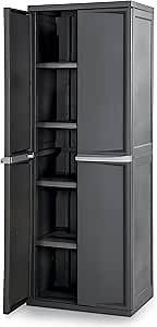 Video thumbnail for Sterilite Storage Cabinet, Rugged Plastic Garage Organizer with Double Doors, 4 Adjustable Shelves, Gray
