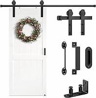Video thumbnail for Sliding Barn Door Hardware Kit 6.6 FT Heavy Duty-Smoothly and Quietly- Easy to Install with Adjustable Floor Guide, Door Hook and 2 Handles - Fit 1 3/8-1 3/4" Thickness(I Shape Hanger)