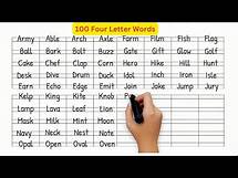 Video thumbnail for Four letter words 100 | 4letter words A to Z | Four letter words in english . Part 2 . #SEC