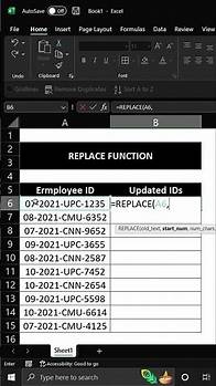 Video thumbnail for Replace function in Excel #excel #tips #text #function #formula #replace #substitute