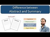Video thumbnail for Abstract and summary. What is the difference. How to write?