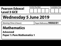 Video thumbnail for Edexcel A-level June 2019 Paper 1 Pure Mathematics 1 exam walkthrough GCE New Specification