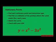 Video thumbnail for Find stationary points and sketch the curve of y = x^3 - 3x^2. Calculus