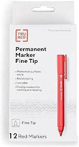 Video thumbnail for STAPLES TRU RED Pen Permanent Markers Fine Tip Dozen