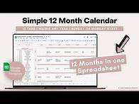 Video thumbnail for Simple Organization Calendar Google Sheets Template - Undated 12 Month Calendar - Life School Work
