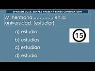 Video thumbnail for Spanish Simple Present Tense Quiz. Get Your Spanish Score in 50 Questions