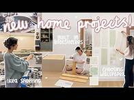 Video thumbnail for DIY BUILT IN BOOKSHELVES ✨ ikea shop with me, building cabinets + new wallpaper!